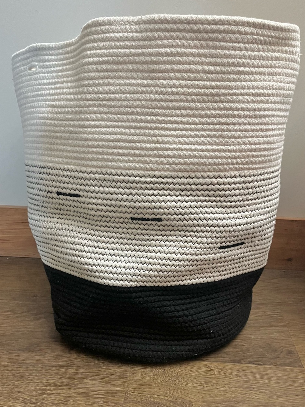 Black and White Rope Tote Basket